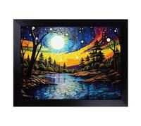 Cushioned Lap Tray with Bean Bag Base for Laptop & Eating - River Pop Art Design | Padded Lap Desk for Sofa, Bed & Work | Portable TV Dinner & Breakfast Tray, Easy Clean Surface