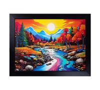 Cushioned Lap Tray with Bean Bag Base for Laptop & Eating - River Pop Art No.2 Design | Padded Lap Desk for Sofa, Bed & Work | Portable TV Dinner & Breakfast Tray, Easy Clean Surface