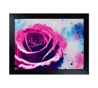 Cushioned Lap Tray with Bean Bag Base for Laptop & Eating - Rose Flower Splash Vol.6 Abstract Design | Padded Lap Desk for Sofa, Bed & Work | Portable TV Dinner & Breakfast Tray, Easy Clean