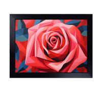 Cushioned Lap Tray with Bean Bag Base for Laptop & Eating - Rose Op Art Design | Sturdy Wooden Lap Desk for Sofa, Bed & Work | Portable TV Dinner & Breakfast Tray, Easy Clean Surface