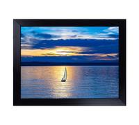 Cushioned Lap Tray with Bean Bag Base for Laptop & Eating - Sailing Boat Lake Art Design | Padded Lap Desk for Sofa, Bed & Work | Portable TV Dinner & Breakfast Tray, Easy Clean Surface