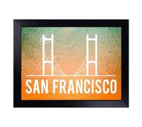 Cushioned Lap Tray with Bean Bag Base for Laptop & Eating - San Francisco California Golden Gate Bridge Typography Quote | Wooden Lap Desk for Sofa, Bed & Work | Portable TV Dinner & Breakfast Tray