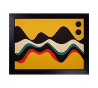 Cushioned Lap Tray with Bean Bag Base for Laptop & Eating - Scandinavian Soundwave Art Abstract Design | Padded Lap Desk for Sofa, Bed & Work | Portable TV Dinner & Breakfast Tray, Easy Clean