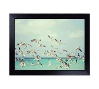 Cushioned Lap Tray with Bean Bag Base for Laptop & Eating - Seagulls Over The Sea Design | Padded Lap Desk for Sofa, Bed & Work | Portable TV Dinner & Breakfast Tray, Easy Clean Surface