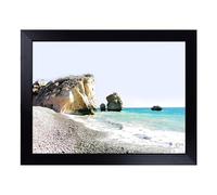 Cushioned Lap Tray with Bean Bag Base for Laptop & Eating - Seascape Cyprus Beach Art Design | Padded Lap Desk for Sofa, Bed & Work | Portable TV Dinner & Breakfast Tray, Easy Clean Surface