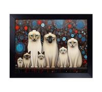 Cushioned Lap Tray with Bean Bag Base for Laptop & Eating - Siamese Cat Orphism Design | Padded Lap Desk for Sofa, Bed & Work | Portable TV Dinner & Breakfast Tray, Easy Clean Surface