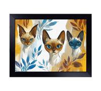 Cushioned Lap Tray with Bean Bag Base for Laptop & Eating - Siamese Cats Vol.2 Design | Padded Lap Desk for Sofa, Bed & Work | Portable TV Dinner & Breakfast Tray, Easy Clean Surface