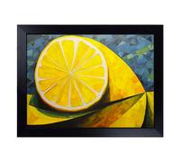 Cushioned Lap Tray with Bean Bag Base for Laptop & Eating - Sliced Lemon Geometric Design | Padded Lap Desk for Sofa, Bed & Work | Portable TV Dinner & Breakfast Tray, Easy Clean Surface