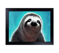 Cushioned Lap Tray with Bean Bag Base for Laptop & Eating - Sloth Portrait Vol.3 Design | Padded Lap Desk for Sofa, Bed & Work | Portable TV Dinner & Breakfast Tray, Easy Clean Surface