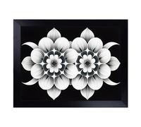 Cushioned Lap Tray with Bean Bag Base for Laptop & Eating - Soulful Modern Flowers Abstract Design | Padded Lap Desk for Sofa, Bed & Work | Portable TV Dinner & Breakfast Tray, Easy Clean