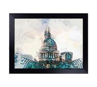 Cushioned Lap Tray with Bean Bag Base for Laptop & Eating - St. Pauls Cathedral In London Abstract Art Design | Padded Lap Desk for Sofa, Bed & Work | Portable TV Dinner & Breakfast Tray