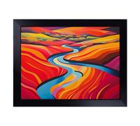 Cushioned Lap Tray with Bean Bag Base for Laptop & Eating - Stream Colour Field Art Design | Padded Lap Desk for Sofa, Bed & Work | Portable TV Dinner & Breakfast Tray, Easy Clean Surface