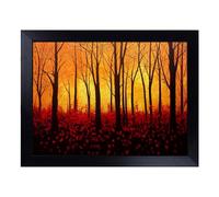 Cushioned Lap Tray with Bean Bag Base for Laptop & Eating - Sunset Over Autumn Forest Vol.1 Design | Padded Lap Desk for Sofa, Bed & Work | Portable TV Dinner & Breakfast Tray, Easy Clean