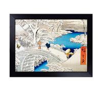 Cushioned Lap Tray with Bean Bag Base for Laptop & Eating - The Taiko Bridge By Utagawa Hiroshige Design | Padded Lap Desk for Sofa, Bed & Work | Portable TV Dinner & Breakfast Tray, Easy Clean