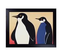 Cushioned Lap Tray with Bean Bag Base for Laptop & Eating - The Two Penguins Vol.1 Abstract Design | Padded Lap Desk for Sofa, Bed & Work | Portable TV Dinner & Breakfast Tray, Easy Clean