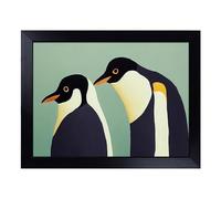 Cushioned Lap Tray with Bean Bag Base for Laptop & Eating - The Two Penguins Vol.2 Abstract Design | Padded Lap Desk for Sofa, Bed & Work | Portable TV Dinner & Breakfast Tray, Easy Clean