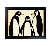 Cushioned Lap Tray with Bean Bag Base for Laptop & Eating - Three Penguins Abstract Design | Padded Lap Desk for Sofa, Bed & Work | Portable TV Dinner & Breakfast Tray, Easy Clean Surface