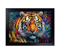 Cushioned Lap Tray with Bean Bag Base for Laptop & Eating - Tiger Abstract Design | Padded Lap Desk for Sofa, Bed & Work | Portable TV Dinner & Breakfast Tray, Easy Clean Surface
