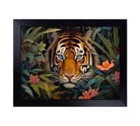 Cushioned Lap Tray with Bean Bag Base for Laptop & Eating - Tiger Art Deco No.2 Design | Padded Lap Desk for Sofa, Bed & Work | Portable TV Dinner & Breakfast Tray, Easy Clean Surface