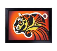 Cushioned Lap Tray with Bean Bag Base for Laptop & Eating - Tiger Art Deco Style Abstract Design | Padded Lap Desk for Sofa, Bed & Work | Portable TV Dinner & Breakfast Tray, Easy Clean Surface