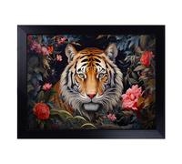 Cushioned Lap Tray with Bean Bag Base for Laptop & Eating - Tiger Contemporary No.2 Design | Padded Lap Desk for Sofa, Bed & Work | Portable TV Dinner & Breakfast Tray, Easy Clean Surface