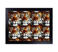 Cushioned Lap Tray with Bean Bag Base for Laptop & Eating - Tiger Pattern Vol.1 Design | Padded Lap Desk for Sofa, Bed & Work | Portable TV Dinner & Breakfast Tray, Easy Clean Surface