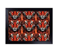 Cushioned Lap Tray with Bean Bag Base for Laptop & Eating - Tiger Pattern Vol.2 Design | Padded Lap Desk for Sofa, Bed & Work | Portable TV Dinner & Breakfast Tray, Easy Clean Surface