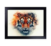 Cushioned Lap Tray with Bean Bag Base for Laptop & Eating - Tiger Portrait Design | Padded Lap Desk for Sofa, Bed & Work | Portable TV Dinner & Breakfast Tray, Easy Clean Surface