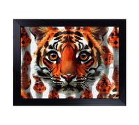 Cushioned Lap Tray with Bean Bag Base for Laptop & Eating - Tiger Vol.3 Design | Padded Lap Desk for Sofa, Bed & Work | Portable TV Dinner & Breakfast Tray, Easy Clean Surface