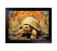Cushioned Lap Tray with Bean Bag Base for Laptop & Eating - Tortoise Art Deco No.2 Design | Padded Lap Desk for Sofa, Bed & Work | Portable TV Dinner & Breakfast Tray, Easy Clean Surface