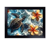 Cushioned Lap Tray with Bean Bag Base for Laptop & Eating - Turtle Design | Padded Lap Desk for Sofa, Bed & Work | Portable TV Dinner & Breakfast Tray, Easy Clean Surface