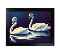 Cushioned Lap Tray with Bean Bag Base for Laptop & Eating - Two Swans Design | Padded Lap Desk for Sofa, Bed & Work | Portable TV Dinner & Breakfast Tray, Easy Clean Surface