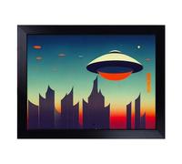 Cushioned Lap Tray with Bean Bag Base for Laptop & Eating - Ufo Art Vol.2 Design | Padded Lap Desk for Sofa, Bed & Work | Portable TV Dinner & Breakfast Tray, Easy Clean Surface