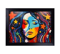 Cushioned Lap Tray with Bean Bag Base for Laptop & Eating - Universe Woman Pop Art Design | Padded Lap Desk for Sofa, Bed & Work | Portable TV Dinner & Breakfast Tray, Easy Clean Surface