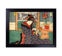 Cushioned Lap Tray with Bean Bag Base for Laptop & Eating - Utagawa Toyokuni Vintage Japanese Oriental Art No.2 | Padded Lap Desk for Sofa, Bed & Work | Portable TV Dinner & Breakfast Tray