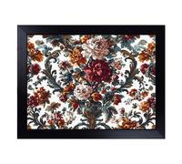 Cushioned Lap Tray with Bean Bag Base for Laptop & Eating - Victorian Pattern Floral Vol.6 Design | Padded Lap Desk for Sofa, Bed & Work | Portable TV Dinner & Breakfast Tray, Easy Clean