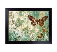 Cushioned Lap Tray with Bean Bag Base for Laptop & Eating - Vintage Butterfly Design | Padded Lap Desk for Sofa, Bed & Work | Portable TV Dinner & Breakfast Tray, Easy Clean Surface