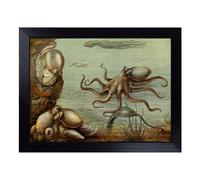 Cushioned Lap Tray with Bean Bag Base for Laptop & Eating - Vintage Natural History Octopus Design | Padded Lap Desk for Sofa, Bed & Work | Portable TV Dinner & Breakfast Tray, Easy Clean