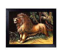 Cushioned Lap Tray with Bean Bag Base for Laptop & Eating - Vintage The Lion 1880 Male Lion Design | Padded Lap Desk for Sofa, Bed & Work | Portable TV Dinner & Breakfast Tray, Easy Clean