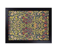 Cushioned Lap Tray with Bean Bag Base for Laptop & Eating - Violet And Columbine Vol.2 Print By William Morris Pattern | Wooden Lap Desk for Sofa, Bed & Work | Portable TV Dinner & Breakfast Tray