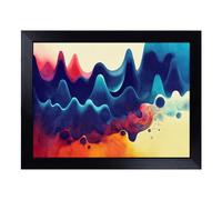 Cushioned Lap Tray with Bean Bag Base for Laptop & Eating - Watercolour Audio Soundwaves Vol.2 Abstract Design | Padded Lap Desk for Sofa, Bed & Work | Portable TV Dinner & Breakfast Tray