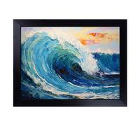 Cushioned Lap Tray with Bean Bag Base for Laptop & Eating - Wave Palette Knife Design | Padded Lap Desk for Sofa, Bed & Work | Portable TV Dinner & Breakfast Tray, Easy Clean Surface