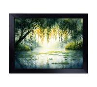 Cushioned Lap Tray with Bean Bag Base for Laptop & Eating - Weeping Willow Composition Tree Design | Padded Lap Desk for Sofa, Bed & Work | Portable TV Dinner & Breakfast Tray, Easy Clean