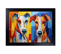 Cushioned Lap Tray with Bean Bag Base for Laptop & Eating - Whippet Cubism Design | Padded Lap Desk for Sofa, Bed & Work | Portable TV Dinner & Breakfast Tray, Easy Clean Surface