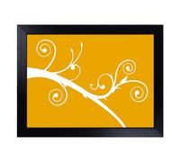 Cushioned Lap Tray with Bean Bag Base for Laptop & Eating - White Branch On Orange Design | Padded Lap Desk for Sofa, Bed & Work | Portable TV Dinner & Breakfast Tray, Easy Clean Surface