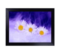 Cushioned Lap Tray with Bean Bag Base for Laptop & Eating - White Daisy Flower No.5 Design | Padded Lap Desk for Sofa, Bed & Work | Portable TV Dinner & Breakfast Tray, Easy Clean Surface