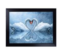 Cushioned Lap Tray with Bean Bag Base for Laptop & Eating - White Swan Vol.3 Design | Padded Lap Desk for Sofa, Bed & Work | Portable TV Dinner & Breakfast Tray, Easy Clean Surface