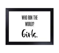 Cushioned Lap Tray with Bean Bag Base for Laptop & Eating - Who Run the World Typography Quote Design | Padded Lap Desk for Sofa, Bed & Work | Portable TV Dinner & Breakfast Tray, Easy Clean