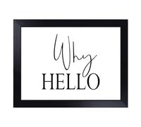 Cushioned Lap Tray with Bean Bag Base for Laptop & Eating - Why Hello Typography Quote Design | Padded Lap Desk for Sofa, Bed & Work | Portable TV Dinner & Breakfast Tray, Easy Clean Surface