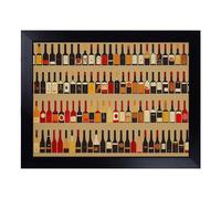 Cushioned Lap Tray with Bean Bag Base for Laptop & Eating - Wine Bottle Art Retro Vol.2 Design | Padded Lap Desk for Sofa, Bed & Work | Portable TV Dinner & Breakfast Tray, Easy Clean Surface